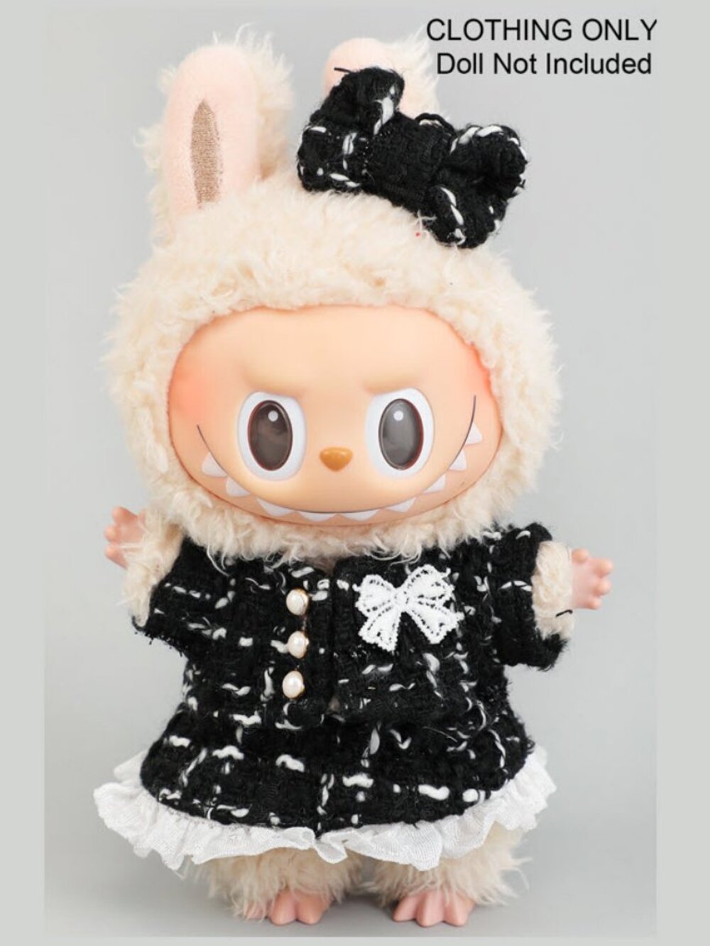 Labubu Fancy Tweed Dress and Bow outfit
